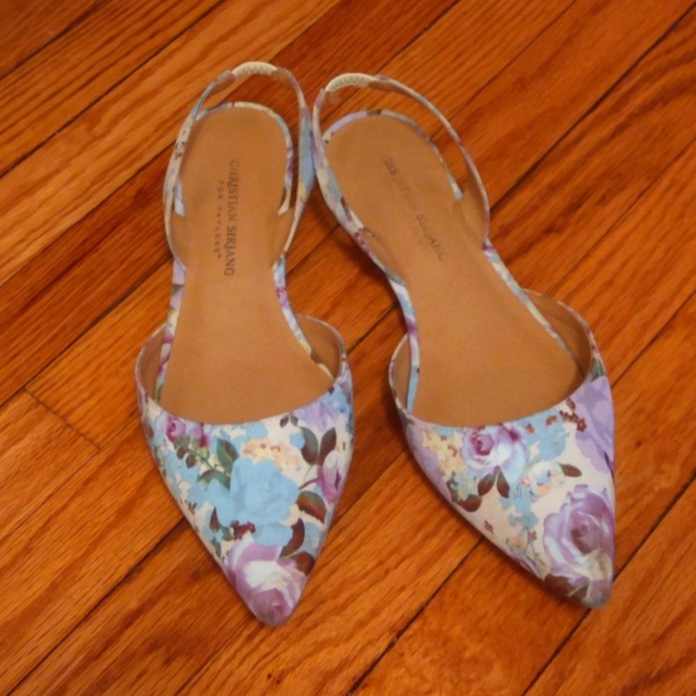 Blue and Purple Floral Flats Sandals by Christian Siriano for Payless, Size 9